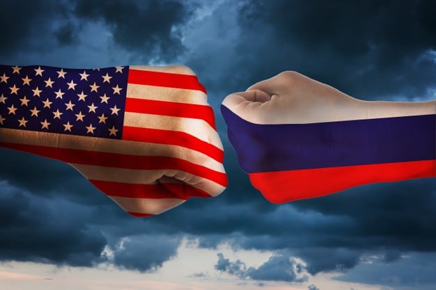 Bandera Rusia y Estados Unidos