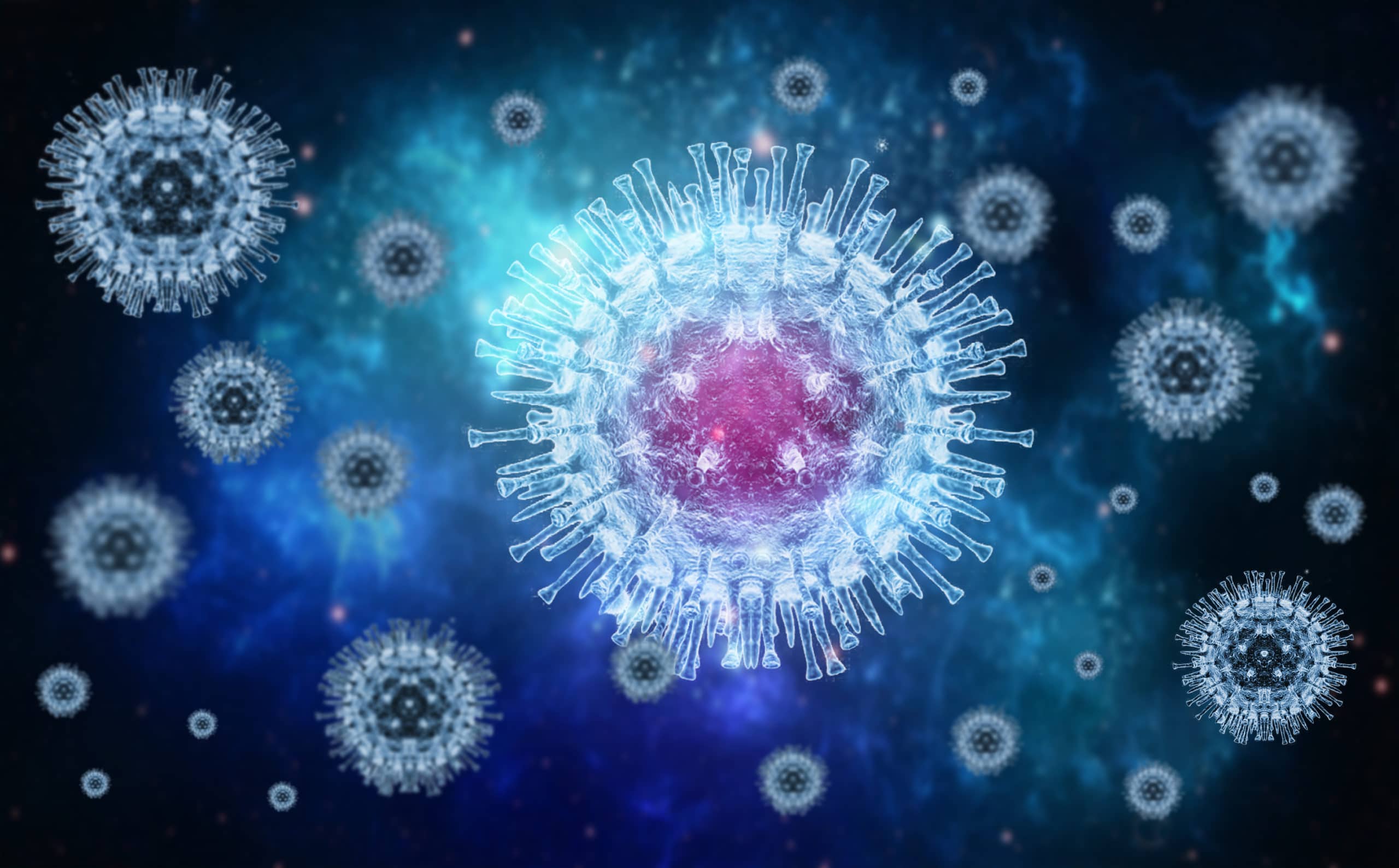 monkeypox virus 3d virus background monkeypox virus molecule blue background medical background with virus molecules